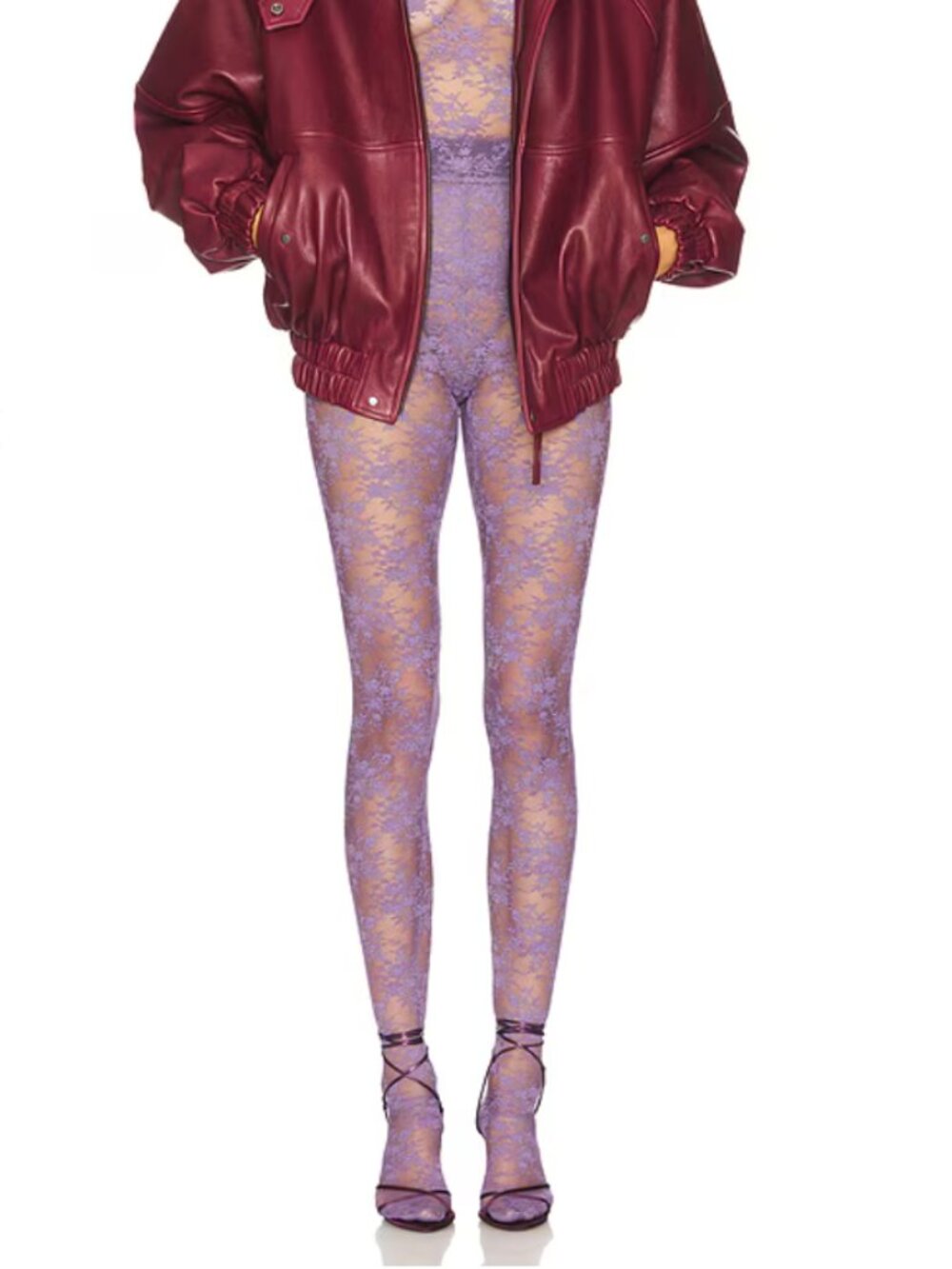 Alex Perry Lace Stocking in Grape US 0/ UK 4